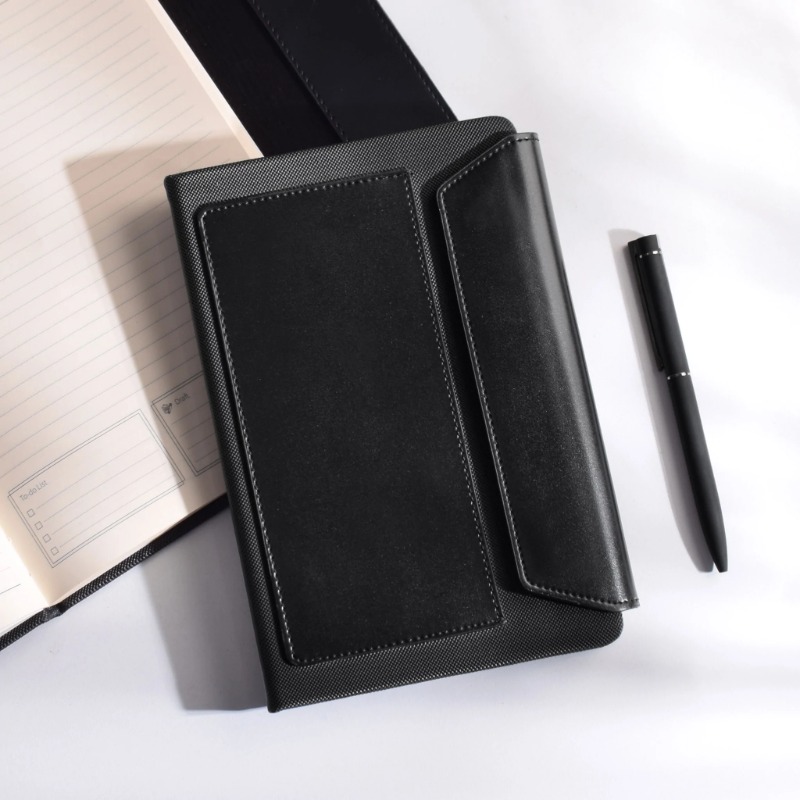 Black leather notebook